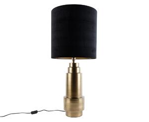 Tafellamp brons velours kap zwart met goud 40 cm - Bruut