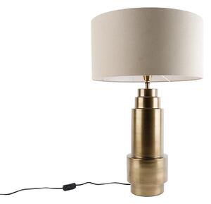 Tafellamp brons stoffen kap lichtbruin 50 cm - Bruut