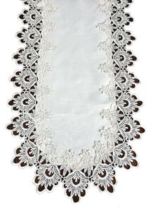 Ovalni bijeli stolnjak ukrašen čipkom Širina: 60 cm | Duljina: 120 cm
