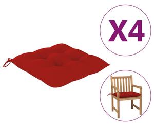 VidaXL Jastuci za stolice 4 kom crveni 50 x 50 x 7 cm od tkanine