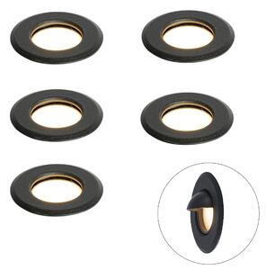 Set od 5 modernih ugradbenih reflektora crni uklj. LED IP67 - Linsey