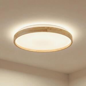 Lindby Smart LED stropna svjetiljka Mirren drvo Ø49,5 cm CCT Tuya, prigušiva, Drvo, Dnevni boravak/blagovaonica, Plastika