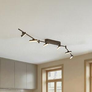 Lindby LED reflektor Eldrin, crni, 6 žarulja, svjetlosna traka, prigušiva, Crno, Dnevni boravak/blagovaonica, Metal