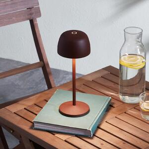 Lindby LED stolna lampa na baterije Arietty, smeđa, prigušljiva, IP65, prigušiva, Smeđa / hrđa, Dnevni boravak/blagovaonica, Aluminij