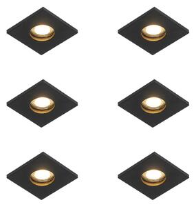 Set od 6 modernih ugradbenih reflektora za kupaonicu crni - Doku