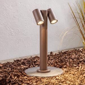 PRIOS Podna lampa Prios Tulimar, 2 svjetla, 45 cm, hrđavo, IP65, prigušiva, Smeđa / hrđa, Metal