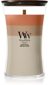 Woodwick Trilogy Hearth Spice mirisna svijeća s drvenim fitiljem 610 g
