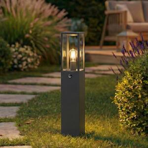 Lindby Peldar svjetiljka za stazu, antracit/prozirna, 80 cm, senzor, prigušiva, Crno, Aluminij