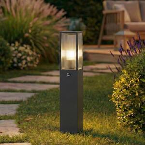 Lindby Peldar svjetiljka za stazu, antracit/rebrasta, 80 cm, senzor, prigušiva, Crno, Aluminij