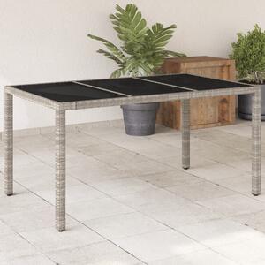 VidaXL Vrtni stol sa staklenom pločom sivi 150x90x75 cm od poliratana