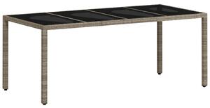 VidaXL Vrtni stol sa staklenom pločom sivi 190x90x75 cm od poliratana