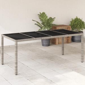 VidaXL Vrtni stol sa staklenom pločom sivi 190x90x75 cm od poliratana