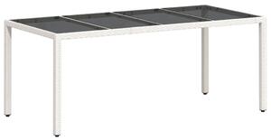 VidaXL Vrtni stol sa staklenom pločom bijeli 190x90x75 cm poliratan