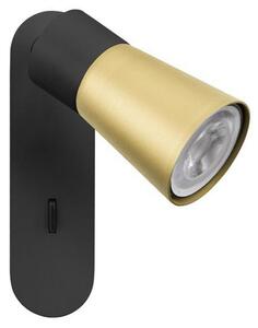 SLV zidna lampa Puri 2.0 Cone, crna/zlatna, 15 cm, prigušiva, Crno, Dnevni boravak/blagovaonica, Aluminij