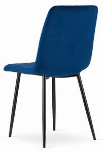 Plava stolica od baršuna LAVA s crnim nogama