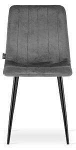 Siva stolica od baršuna LAVA s crnim nogama