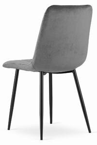 Siva stolica od baršuna LAVA s crnim nogama