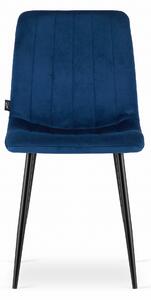 Plava stolica od baršuna LAVA s crnim nogama