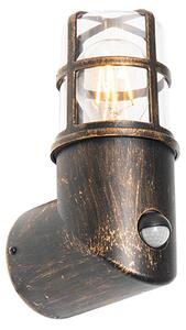 Antikna vanjska zidna svjetiljka zlatna IP54 sa senzorom pokreta - Kiki