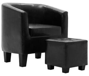 VidaXL Fotelja od umjetne kože s osloncem za noge crna