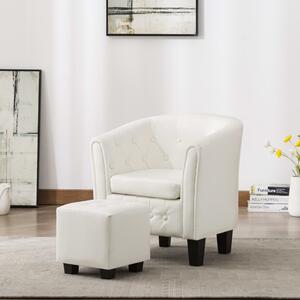 VidaXL Fotelja od umjetne kože s osloncem za noge bijela