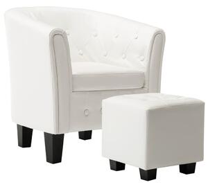 VidaXL Fotelja od umjetne kože s osloncem za noge bijela