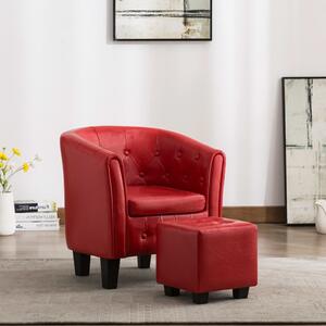 VidaXL Fotelja od umjetne kože s osloncem za noge crvena