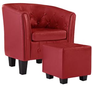 VidaXL Fotelja od umjetne kože s osloncem za noge crvena