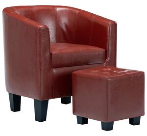 VidaXL Fotelja od umjetne kože s osloncem za noge crvena boja vina