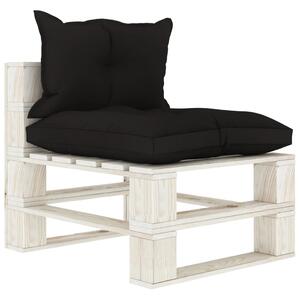 VidaXL Srednja vrtna sofa od paleta s crnim jastucima drvena