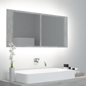 VidaXL LED kupaonski ormarić s ogledalom siva boja betona 100x12x45 cm