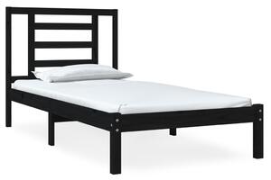 VidaXL Okvir za krevet od masivnog drva crni 75 x 190 cm 2FT6 mali