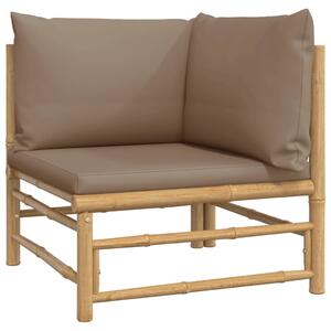 VidaXL Kutna vrtna sofa od bambusa sa smeđesivim jastucima