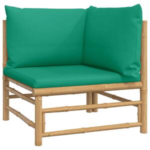 VidaXL Kutna vrtna sofa od bambusa sa zelenim jastucima