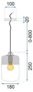Staklena stropna svjetiljka Zenit C Black