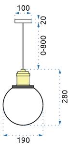 Staklena stropna svjetiljka Verto B