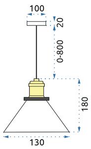 Staklena stropna svjetiljka VERTO A BROWN APP043-1CP