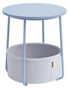 Okrugli pomoćni stol, mali stolić s platnenom košarom, puder plavi | VASAGLE