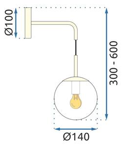 Staklena zidna svjetiljka Zlatna APP685-1W