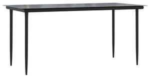 VidaXL Vrtni blagovaonski stol crni 160x80x74 cm od čelika i stakla