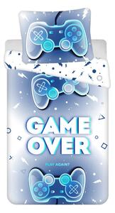 Bijela/plava pamučna dječja posteljina za krevet za jednu osobu 140x200 cm Game over – Jerry Fabrics
