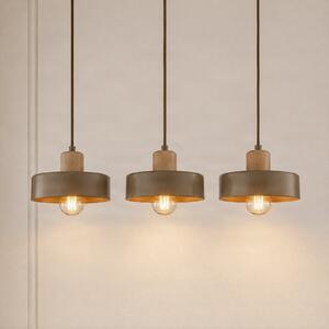 EMIBIG LIGHTING Torin viseća lampa, bež, duljina 80 cm, 3 svjetla, metal/drvo, prigušiva, Bež, Dnevni boravak/blagovaonica, Metal