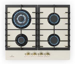 Klarstein Victoria 4 Zonen, plinska ploča za kuhanje, 4 plamenika, staklokeramika, slonovača