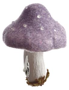 Jesenska dekoracija s klipom MUSHROOM 13,5 cm, ljubičasta