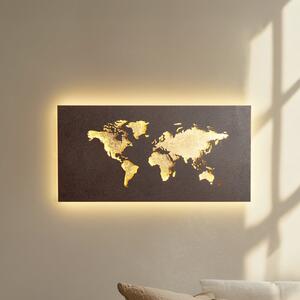 Lucande LED zidna svjetiljka World, hrđa/zlatna, 60 cm x 30, Smeđa / hrđa, Dnevni boravak/blagovaonica, Metal