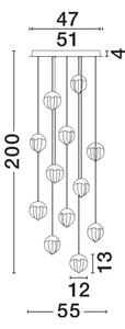 ALICIA LED LUSTER 12X CRNI 60W IP20 3000K TRIAC DIMABILNI NL9124115