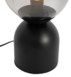 Hotelska šik stolna lampa crna sa dimnim staklom - Pallon Trend
