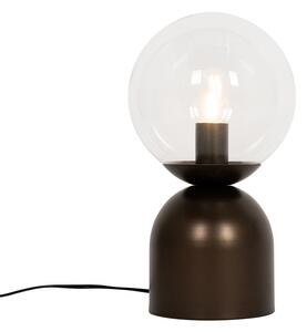 Hotelska šik stolna lampa tamna bronca s prozirnim staklom - Pallon Trend