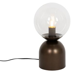 Hotelska šik stolna lampa tamna bronca s prozirnim staklom - Pallon Trend