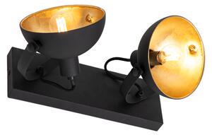 Industrijska stropna svjetiljka crna sa zlatnom 2 svjetla podesiva - Magnax